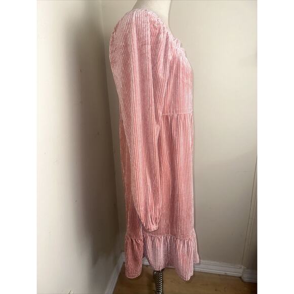 NEW Suzanne Betro Dress Dusty Pink Ribbed Stretch Maxi Ruffle Hem Size Large NEW - Picture 5 of 10